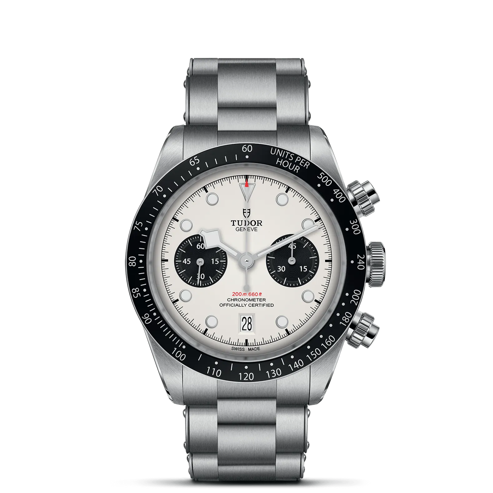 TUDOR Black Bay Chrono 41mm Case, White Opaline Dial, Steel Bracelet (M79360N-0002)