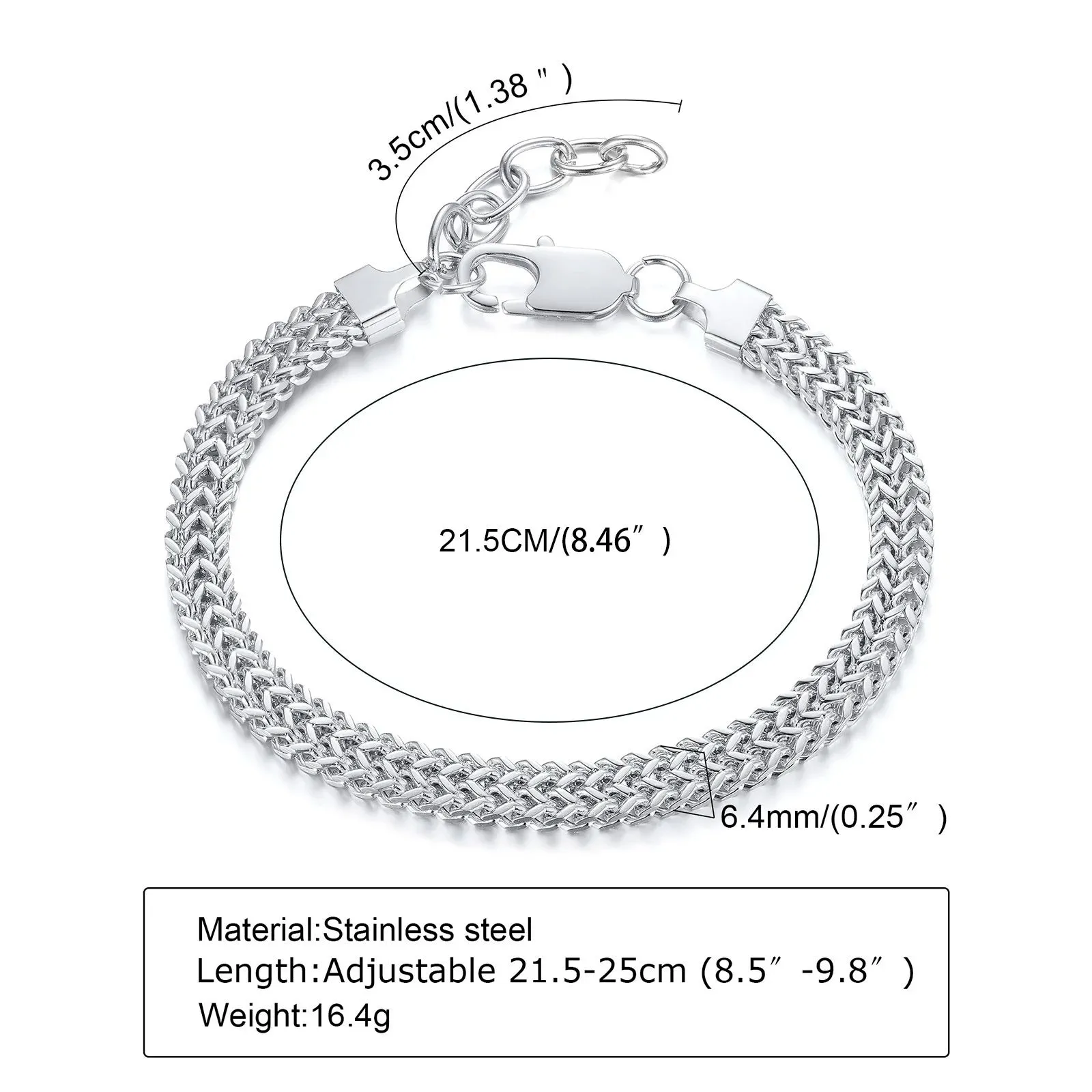 Vnox Double Herringbone Chain Bracelets for Men Women, Anti Allergy Stainless Steel Wheat Link Wristband Birthday Party Gifts
